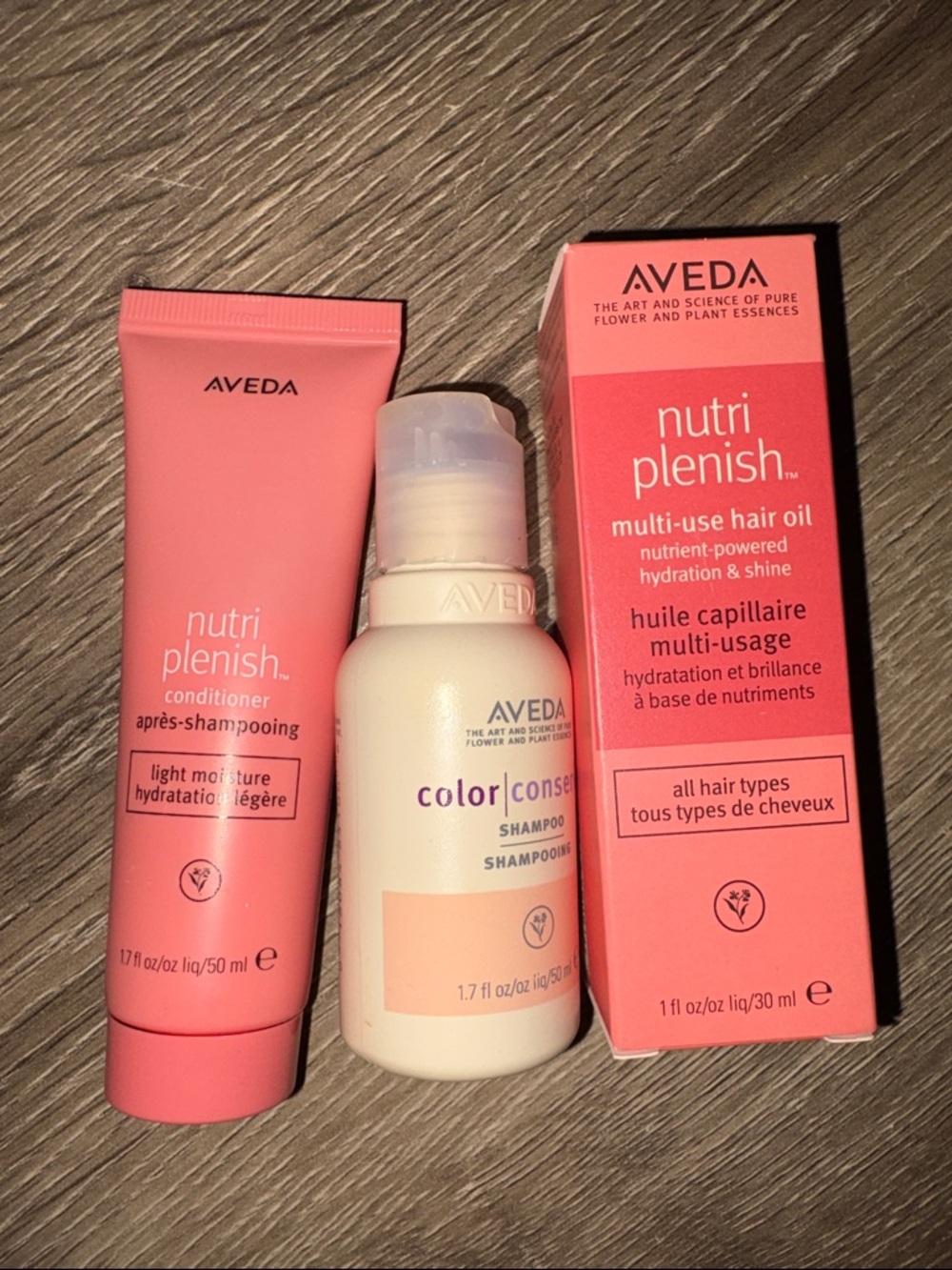 AVEDA Nutri Plenish Pink Travel Hair Trio